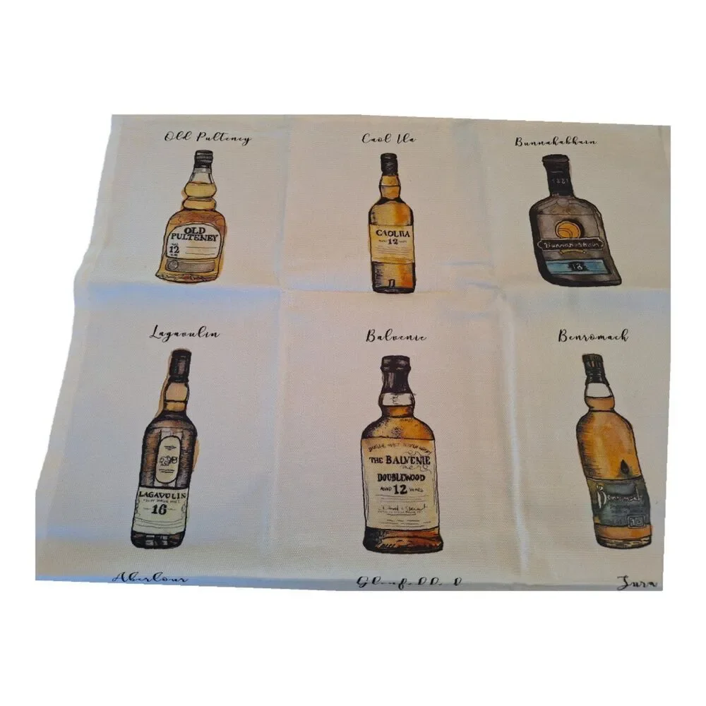 Scottish Whisky Tea Towel Heavy Thick Cotton Artisan Shetland Isles Sarah Leask